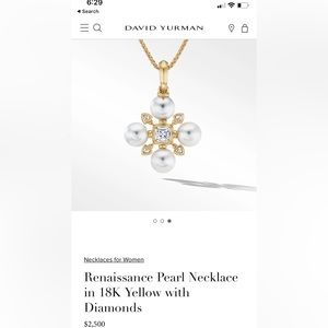 David Yurman 18k gold pearl and diamond necklace